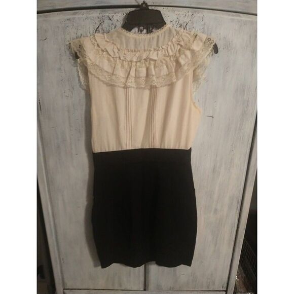 Bebe Vintage Lace Dress Sm Black Y2K Cottage Core Ruffled Feminine - Picture 7 of 11